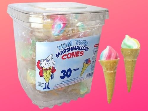 Marpro Yum Yum Marshmallow Candy Cones 30ct Tub 